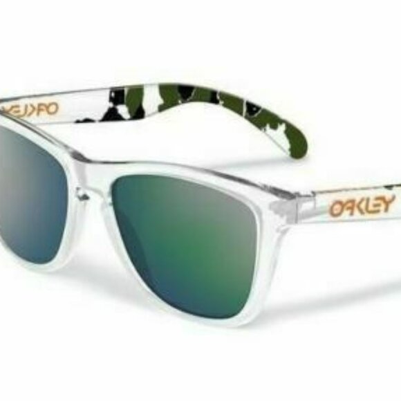 Oakley Frogskins Eric Koston Signature Series Clear Camo Emerald Iridium Lenses - Picture 10 of 10